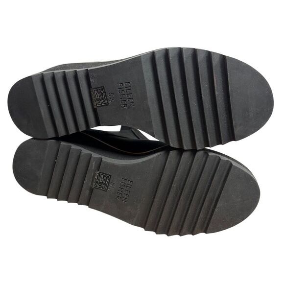 NEW Eileen Fisher Women's Lark Wedge Heel Booties Nubuck Black Leather Size 5.5 - Picture 8 of 9